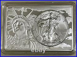 2017 American Silver Eagle $1 Dollar Coin & 2 Oz Silver Bar Set In Capsule