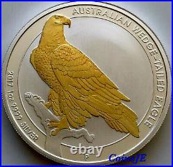 2017 Australian Wedge-Tailed Eagle 1oz. 999 Silver Gold Gilded Coin