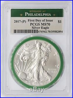 2017-(P) $1 SILVER EAGLE PCGS MS70 FIRST DAY OF ISSUE Struck at PHILADELPHIA