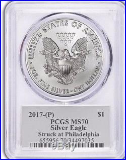 2017 (P) $1 Silver Eagle PCGS MS70 STRUCK AT PHILADELPHIA Thomas Cleveland