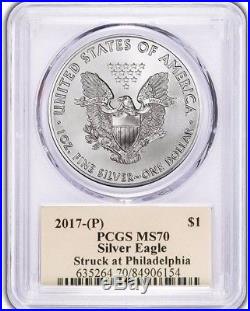 2017 (P) $1 Silver Eagle PCGS MS70 STRUCK AT PHILADELPHIA Thomas Cleveland Label