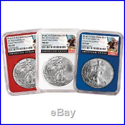 2017 (P) (W) (S) 3pc. Set $1 American Silver Eagle NGC MS69 Black Label Red Whit