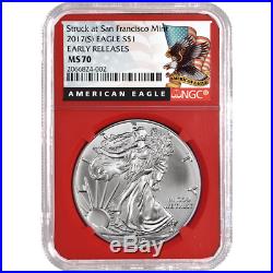 2017 (S) $1 American Silver Eagle NGC MS70 Black ER Label Red Core