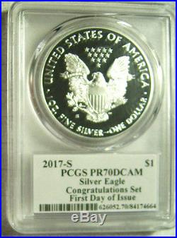 2017-S American Silver Eagle Congratulations Set $1 PCGS PR 70 FDOI DAVID HALL