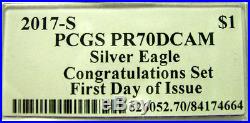 2017-S American Silver Eagle Congratulations Set $1 PCGS PR 70 FDOI DAVID HALL
