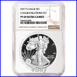 2017-S Proof $1 American Silver Eagle Congratulations Set NGC PF69UC Brown Label