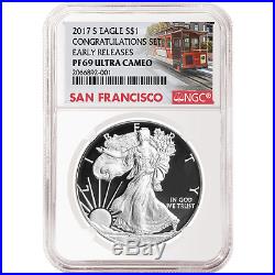 2017-S Proof $1 American Silver Eagle Congratulations Set NGC PF69UC Trolley ER