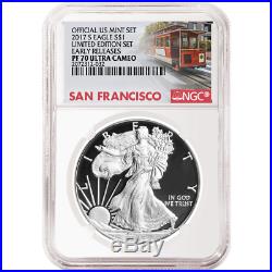 2017-S Proof $1 American Silver Eagle Limited Edition Set NGC PF70UC Trolley ER