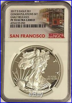 2017 S Proof Silver Eagle Congratulations Set Ngc Pf70 Er Ultra Cameo Trolley