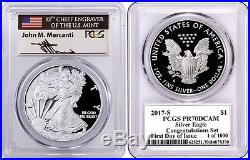 2017-S Proof Silver Eagle PCGS PR70 SIGNED MERCANTI FIRST DAY OF ISSUE IN STOCK