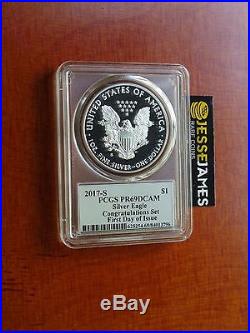 2017 S Proof Silver Eagle Pcgs Pr69 Dcam Flag Mercanti First Day Issue Fdoi