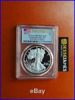 2017 S Proof Silver Eagle Pcgs Pr70 Dcam First Day Issue Flag First Strike Fdoi