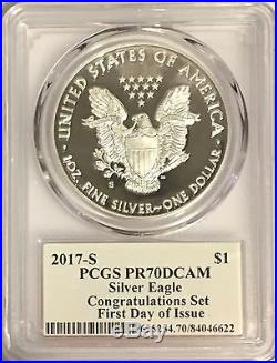 2017 S Proof Silver Eagle Pcgs Pr70 Dcam First Day Issue Mercanti Bridge Label