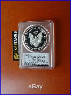 2017 S Proof Silver Eagle Pcgs Pr70 Dcam Flag Mercanti First Day Issue 1 Of 1000