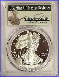 2017 S Proof Silver Eagle Pcgs Pr70 Dcam T. Cleveland First Day Of Issue Pop 500