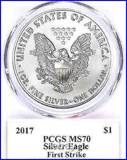 2017 Silver American Eagle Dollar PCGS MS70 Coin First Strike Trump Label ASE
