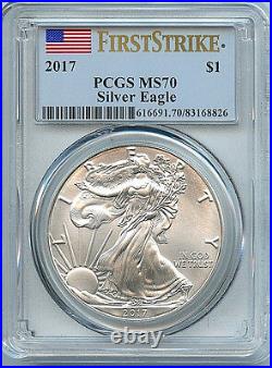 2017 Silver Eagle Dollar PCGS MS70 Coin First Strike Flag Label ASE