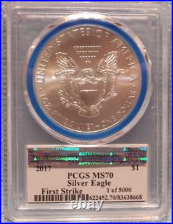 2017 Silver Eagle PCGS MS70 FirstStrike 45th Pres Inauguration Trump/Pence BLUE