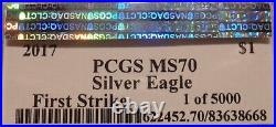 2017 Silver Eagle PCGS MS70 FirstStrike 45th Pres Inauguration Trump/Pence BLUE