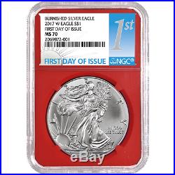2017-W Burnished $1 American Silver Eagle 3pc. Set NGC MS70 FDI First Label Red