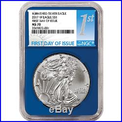 2017-W Burnished $1 American Silver Eagle 3pc. Set NGC MS70 FDI First Label Red