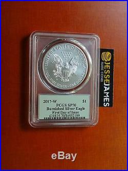 2017 W Burnished Silver Eagle Pcgs Sp70 Cleveland Minuteman First Day Of Issue