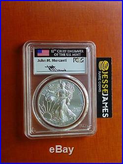 2017 W Burnished Silver Eagle Pcgs Sp70 Flag Mercanti First Strike 1 Of 500