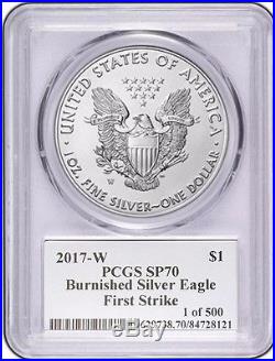2017-W Burnished Silver Eagle SP70 PCGS First Strike Mercanti LIMITED 1 of 500
