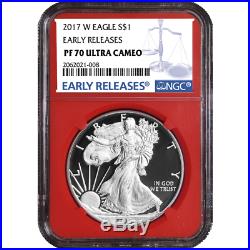 2017-W Proof $1 American Silver Eagle NGC PF70UC 3pc Blue ER Label Red White Blu