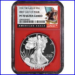 2017-W Proof $1 American Silver Eagle NGC PF70UC 3pc FDI Black Label Red White B