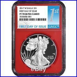 2017-W Proof $1 American Silver Eagle NGC PF70UC 3pc FDI First Label Red White B