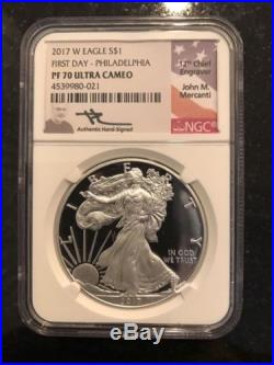 2017 W Proof Silver Eagle Ngc Pf70 Uc Mercanti First Day 3 Cities Pop 150