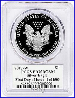 2017-W Proof Silver Eagle PCGS PR70 MERCANTI Signed First Day of Issue 1 of 1500