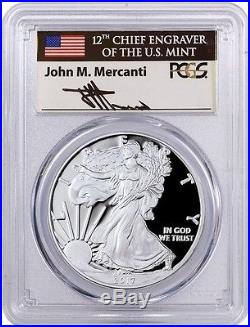 2017-W Proof Silver Eagle PCGS PR70 MERCANTI Signed First Day of Issue 1 of 1500