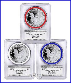 2017-W Silver Eagle 3-Coin Set PCGS PR70 FS RWB Gasket Trump SKU46239