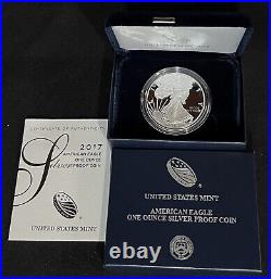 2017 W Us Mint. 999 Silver Proof Coin American Eagle One (1) Ounce +box/case/coa