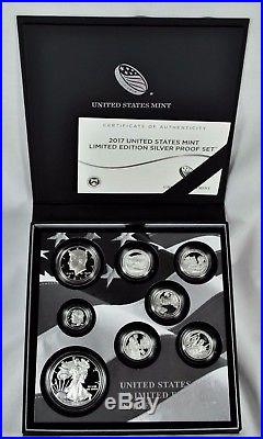 2017-s Limited Edition Silver U. S. Proof Set -proof Silver Eagle, Box & Coa 17rc