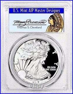 2017-s Proof Silver Eagle Pcgs Pr70 Thomas Cleveland First Day Of Issue Chief