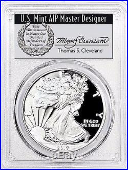 2017-s Proof Silver Eagle Pcgs Pr70 Thomas Cleveland First Day Of Issue Congratu