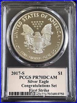 2017-s Proof Silver Eagle Pcgs Pr70 Thomas Cleveland First Strike Congratulation