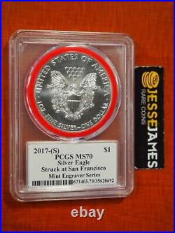 2017 (s) Silver Eagle Pcgs Ms70 Mercanti Struck At San Francisco Mint Engraver