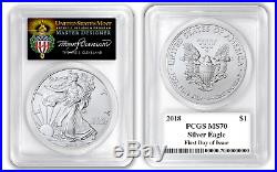 2018 $1 PCGS Mint State MS70 Silver Eagle First Day Of Issue AIP MASTER DESIGNER