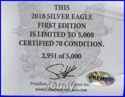 2018 American Silver Eagle Premier PCGS-MS70 First Edition 1 of 5000