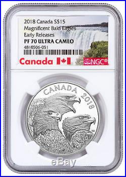 2018 Magnificent Bald Eagles 1 oz Silver $15 NGC PF70 ER SKU53483