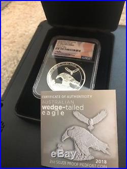 2018 P $2 Australia 2oz Silver Proof Wedge Tailed Eagle Piedfort Issue NGC PF 70