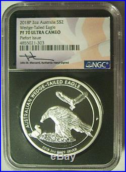 2018-P $2 Australia Wedge-Tailed Eagle 2 Oz Silver Piedfort NGC PF70 UC Mercanti