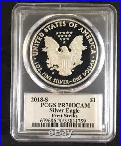 2018-S Proof $1 American Silver Eagle PCGS PR70DCAM First Strike Label