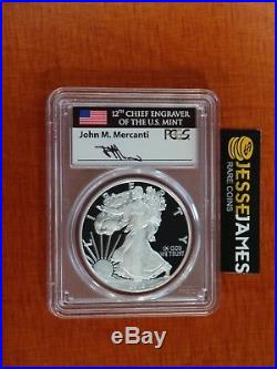 2018 S Proof Silver Eagle Pcgs Pr70 Dcam Flag Mercanti First Day Of Issue Fdi Nr