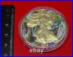 2018 Silver Colour Colorized USA American Eagle Coin Modern Art La Muse LE500