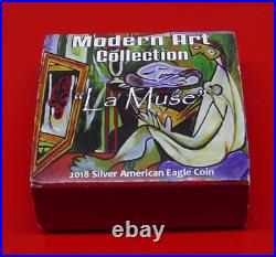 2018 Silver Colour Colorized USA American Eagle Coin Modern Art La Muse LE500